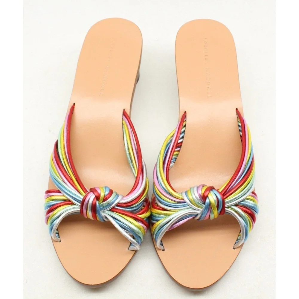 Loeffler Randall Celeste-MN Women's 9.5 B Heeled Sandals Rainbow Knotted Rope‎